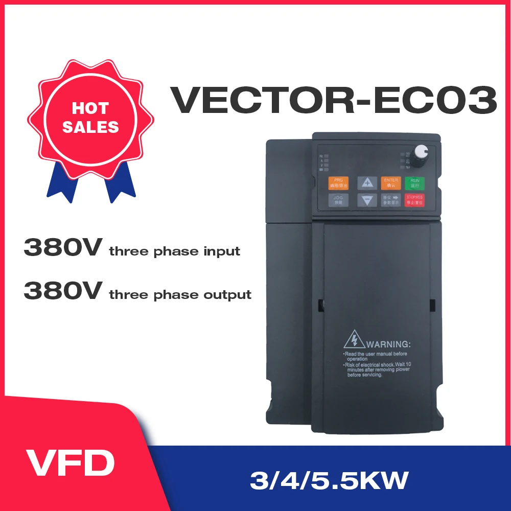 Vector Frequency Converter380V 3KW/4KW/5.5KW Variable Frequency Drive 3 Phase Speed Controller Inverter Motor Angisy EC03 Serial