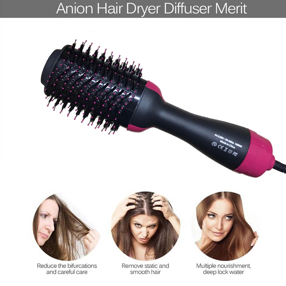 

New 2 IN 1 One Step Hair Dryer Hot Air Brush Hair Straightener Comb Curling Brush Hair Styling Tools Ion Blow Hair Dryer Brush