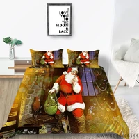 christmas bedding set santa claus giving gifts artistic duvet cover king queen twin full single double comfortable bed set