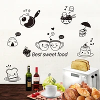 removable wall painting room wall paper decoration restaurant kitchen happy western food refrigerator coffee pattern stickers