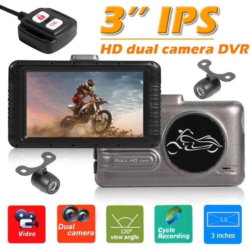 Vodool двойной объектив DVR Dash 3 0 дюймов ЖК дисплей HDR функция Cam экшн камера на