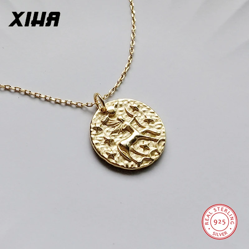 Стрелец 12 созвездий 925 стерлингового серебра зодиака кулон ожерелье для женщин