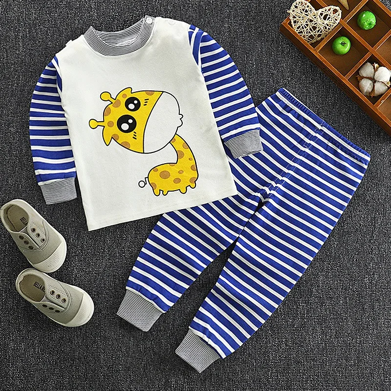 

Baby Boys Girls Pajamas Blouse Tops+Pants Sleepwear Long Sleeves Clothes Sets Kids Pyjamas Clothing Cartoon Animal Print Outfits