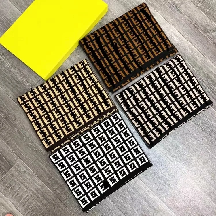 Chal de Cachemira de dise&ntilde;o de lujo para mujer, Bufanda de doble marca F, pa&ntilde;uelo para el cuello, estolas elegantes, Bufanda-1