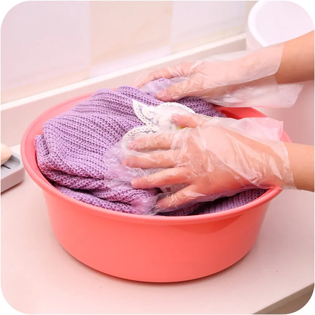 

Disposable Gloves Sanitary Catering Food Grade Household Plastic Film Cleaning Gloves Beauty Hair Dyed Thick Gloves Transparent
