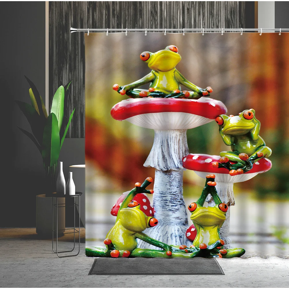 

Interesting Frog Shower Curtains Bathroom Fabric Bath Curtain Waterproof Cloth Curtain Home Decoration Multiple Size