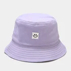 Панама для мужчин и женщин, милая фиолетовая шляпа от солнца, однотонная, с улыбкой, модная осенняя, с граффити