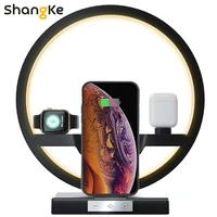 4 in 1 wireless charger bedside lamp 30 w adapter wireless charger stand for iphone 12 pro 11 x apple airpods watch fast charger