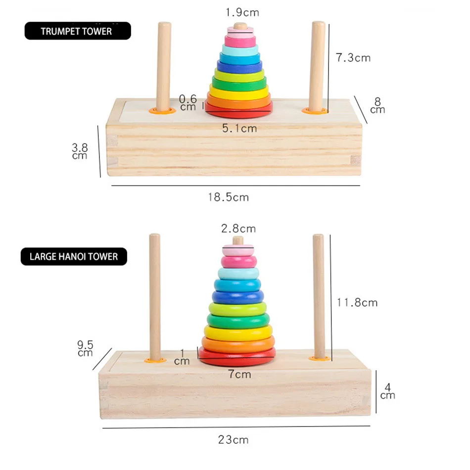 

Kids Educational Toys Wooden Early Learning Classic Mathematical Toy for Children Wood Rainbow Blocks Baby Toys 24 Months