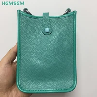 hm2 luxury original lychee real genuine lether pouch shoulder messenger wallet phone bag for 7 inch cellphone cover accessories