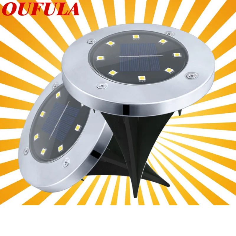 

AOSONG Новые солнечные подземные лампы 8LED из нержавеющей стали Открытый водонепроницаемый заземление вставка газон свет сад