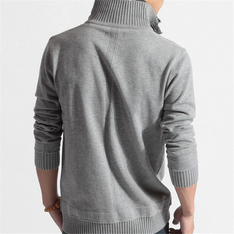 

New Autumn Men's Thick Warm Knitted Pullover Solid Long Sleeve Turtleneck Sweaters Warm Fleece Winter Top Coat Comfy Clothing