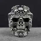 Металлическое кольцо с черепом в европейском и американском стиле, мужское украшение в стиле ретро, готический рок, локомотив