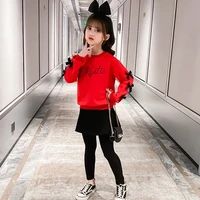 girls suits sweatshirts%c2%a0 pants kids cotton 2021 red spring autumn teenagers for 4 12 years children%c2%a0clothing set outfits