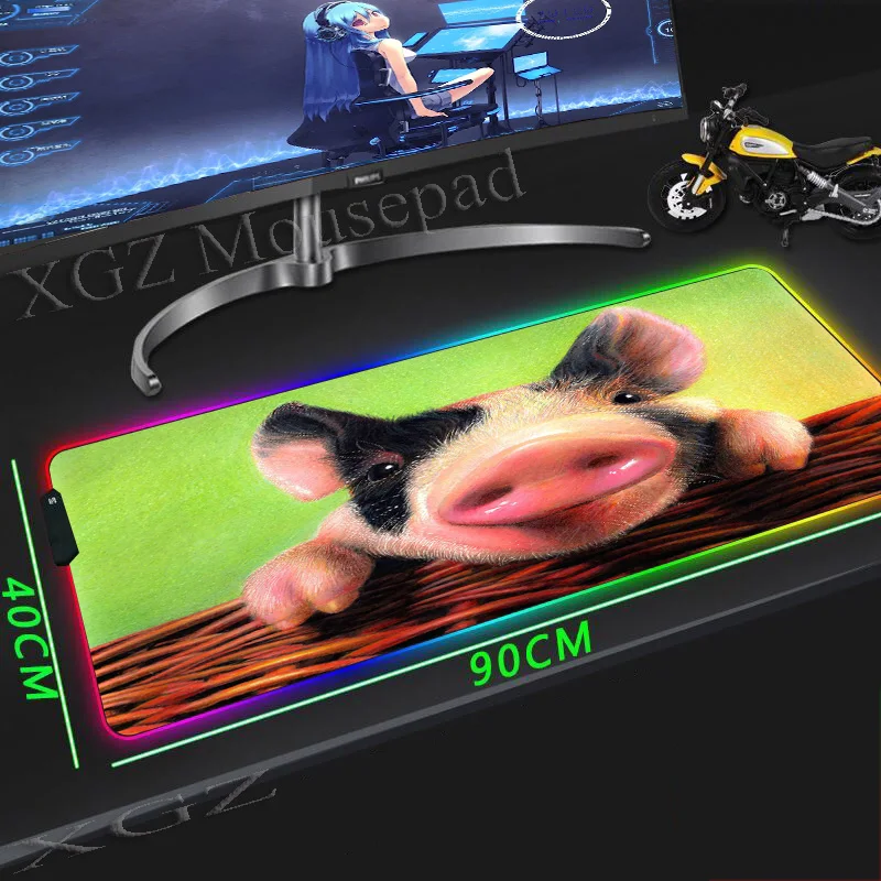 Большой игровой коврик для мыши XGZ RGB с изображением животных милая свинья черный