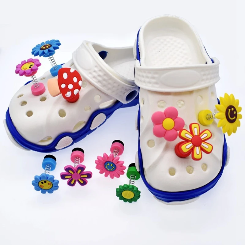 

1 Pcs Creative Flower Shoe Charms Accessories Spring Shoe Decorations PVC Croc jibz Buckle for Kids Adult Bracelets Wristbands