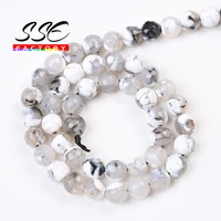 wholesale faceted white fire dragon agates round loose spacer natural stone beads for jewelry making diy bracelet 15 8mm 10mm