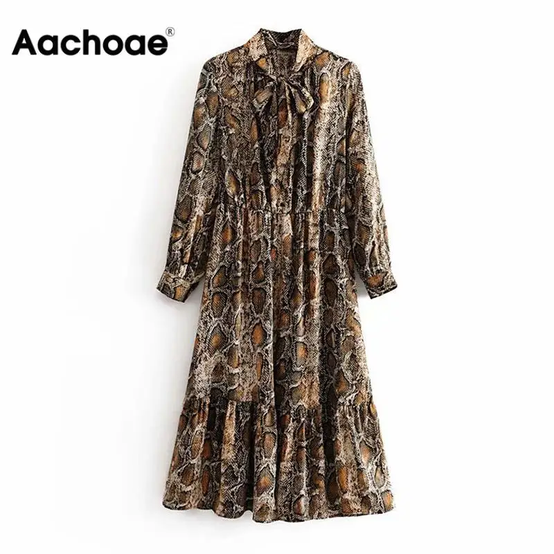 Платье рубашка Aachoae женское со змеиным принтом свободное эластичное
