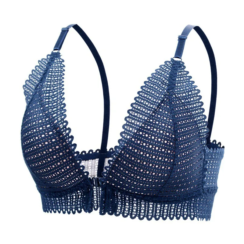 Красочный сексуальный кружевной бюстгальтер с французской передней пряжкой на