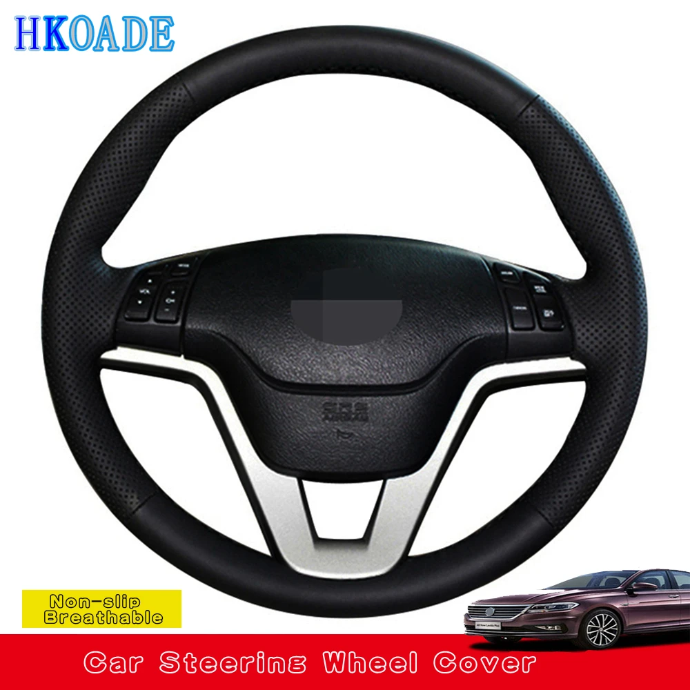 DIY Hand-Stitched Black Micro Fiber Leather Car Accessories Steering Wheel Cover For Honda CRV CR-V 2007 2008 2009 2010 2011