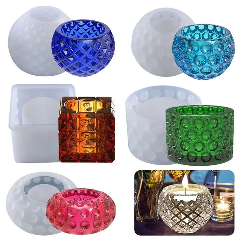 

DIY Crystal Storage Bottle Mold Resin Epoxy Round Shape Candle Mould Pot Mold For Jewelry Storage Uv Gift Box Jewelry Tools