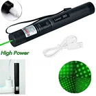 Зеленый лазерный прицел, лазерная указка с USB-зарядкой 303, нм, 5 мВт, мощное устройство, лазерная ручка, сжигание