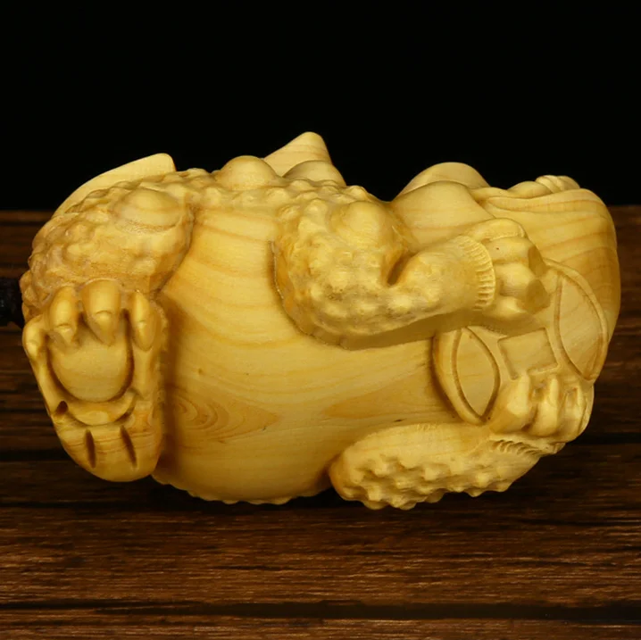 Китайская коробка-деревянная ручная резьба животное богатство ЗОЛОТОЙ жаба