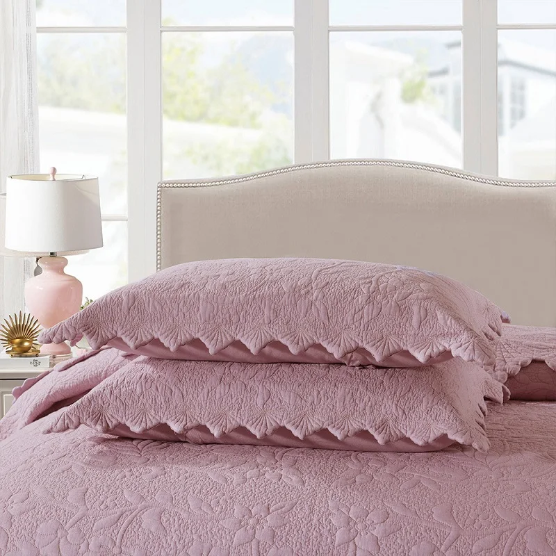 Comprare Set Trapunta Ricamata Di Qualità 3 Pezzi Coperta Trapuntata In Cotone Copriletto Spesso Sui Copriletti Copriletto Tinta Unita King Size