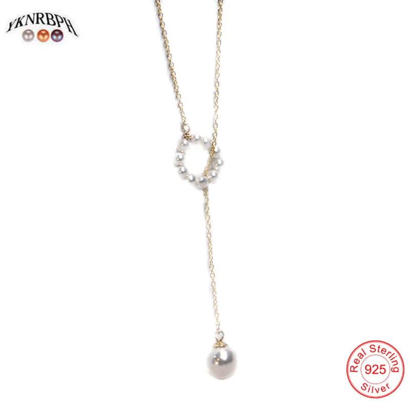 

YKNRBPH Women's S925 Natural Freshwater Pearl Necklace Romantic Fine Party/Wedding Jewelry