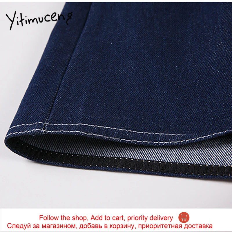 

Yitimuceng Strap Denim Dresses Women Summer Pockets Loose High Waist V-Neck Solid Blue Clothes 2021 Korean Fashion New Sundress