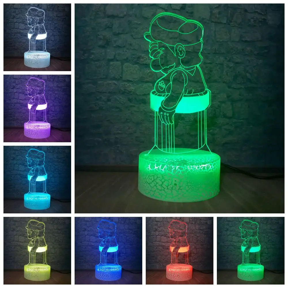 3D LED USB мультяшная игра фигурка Супер акриловая настольная лампа Марио Новинка