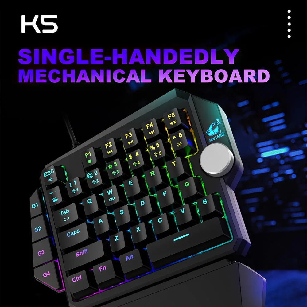 Прохладный светильник с помощью одной руки Механическая игровая клавиатура 35