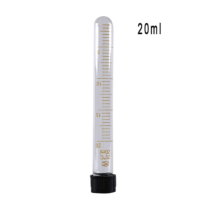 

1pc 5ml/10ml/15ml/20ml Graduated Glass Test Tubes With Black Screw Cap Lab Supplies