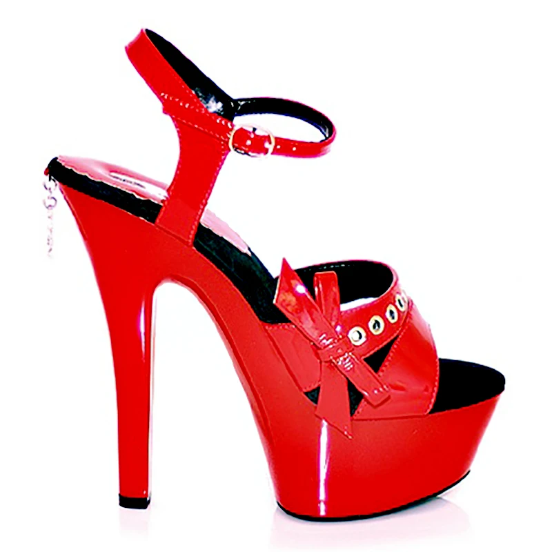 

Shoes Woman Platform Sandals Design 15cm High Heels Bow Tie Metal Decor Women Summer Shoes Buckle Peep Toe Ladies Party Shoes