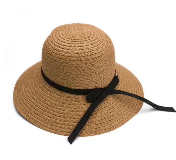 Женская соломенная шляпа Повседневная Панама от солнца регулируемая с защитой