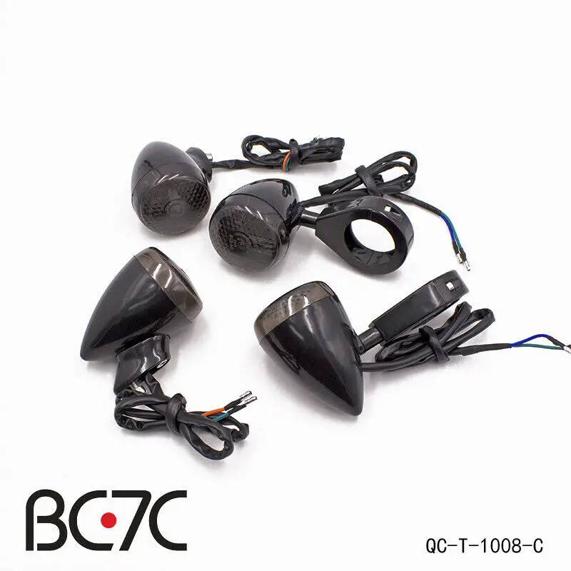

4 x Motorcycle Front Rear 41mm Smoke Turn Signal Fork Clamp Light For Harley