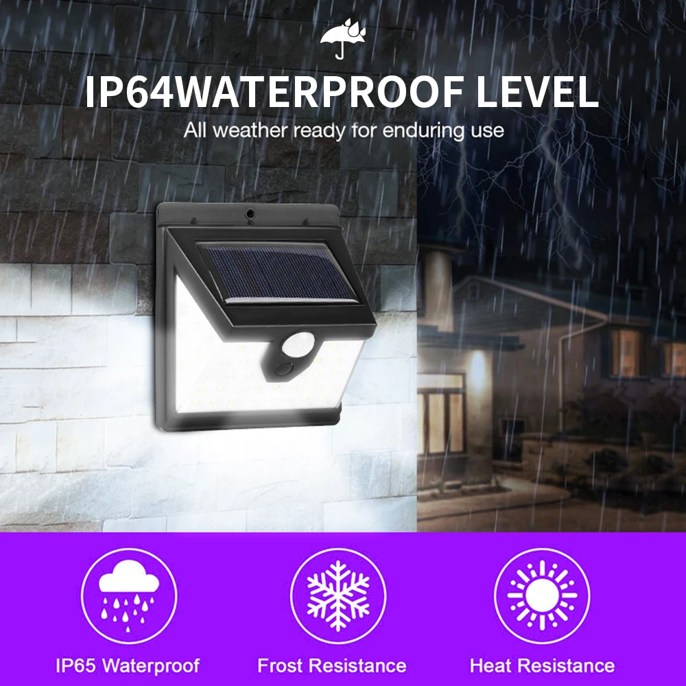 

Leds Night Light Solar Power Wall Lamp PIR Motion Sensor Outdoor Lighting Waterproof Garden Path Decoration Emergency Lights