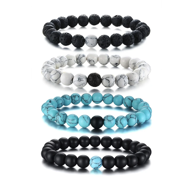 Белый Howlite камень из вулканической лавы браслет на эластичной веревке