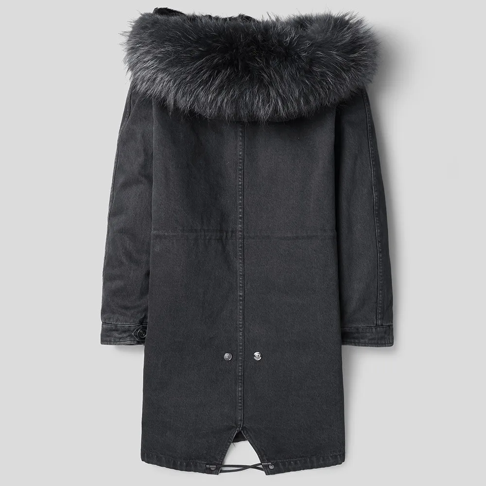 

Parka Real Lamb Liner Down Winter Jacket Men Raccoon Fur Collar Long Coat Plus Size F-XD-1813MY 1182