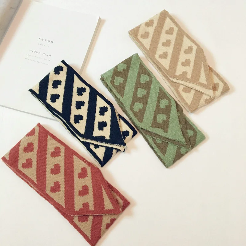 Корейский шерстяной вязаный винтажный осенне-зимний толстый женский шарф с