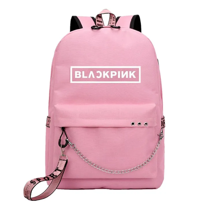 Style 30 Kopo BlackPink Rose Lisa JENNIE USB Рюкзак Школьные сумки черный розовый Mochila дорожные сумки рюкзак на цепочке для ноутбука USB порт для наушников - Цвет: Style 30