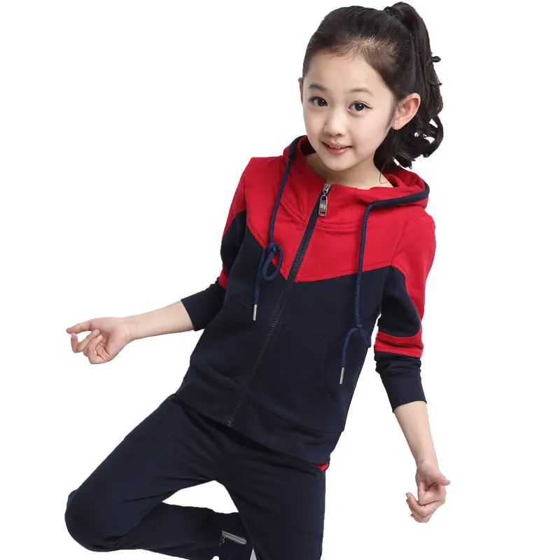 

Girls Clothing Sets Zipper Coat+Pants Sport Suit For Teenagers Splice Girls Boys School Uniform Kids Tracksuit 4 5 7 9 11 13Y