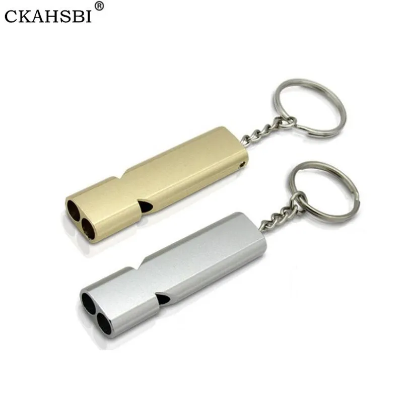 

CKAHSBI Double Pipe High Decibel Whistle Aluminum Alloy Outdoor Emergency Survival Whistle Keychain Training Multifunction Tool