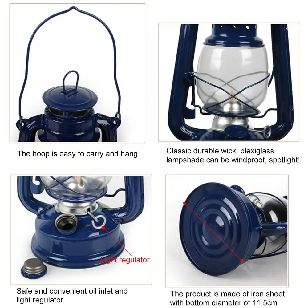 

Nostalgic retro wrought iron kerosene lamp ornaments vintage portable glass lantern decoration outdoor camping lamp props