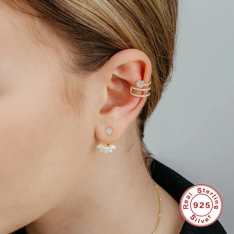 

Aide S925 Sterling Silver Snake Pattern INS Hiphop Bling CZ Clip Earrings for Women No Piercing Fake Cartilage Earring Jewelry