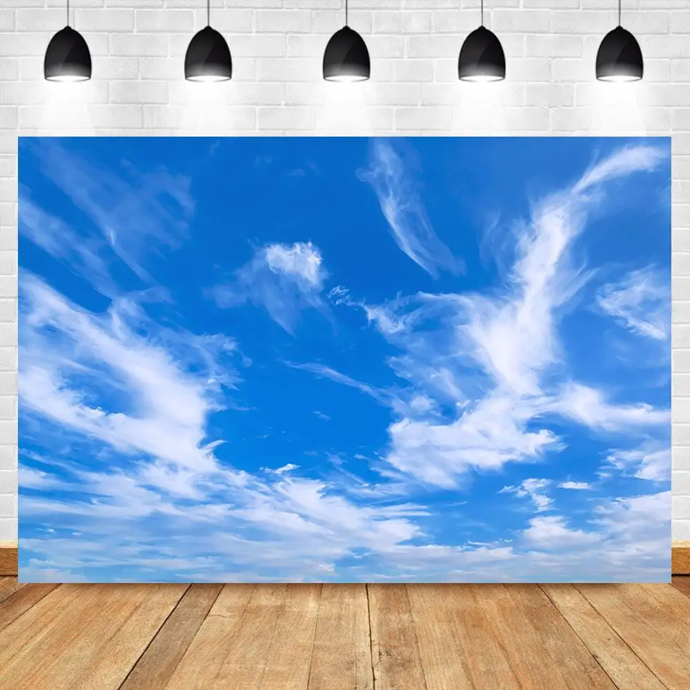 

Фон для фотосъемки Nitree с днем рождения, голубое небо, белое облако, Виниловый фон для фотосъемки, пользовательский фон для фотостудии