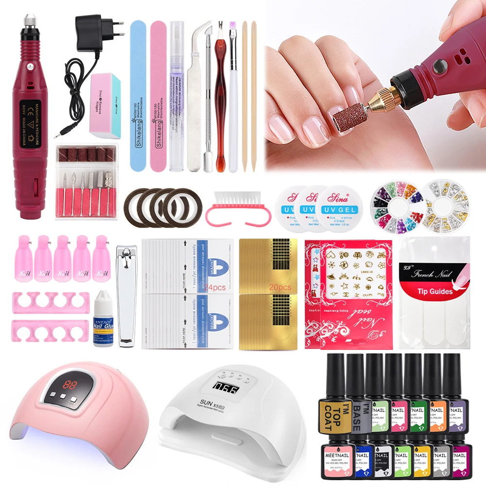 

Nail Set with Nail Lamp Nail Dryer Nail Drill Machine Manicure Set Kit Polygels Nail Gel Polish Set Soak-off Nail Art Tools Sets