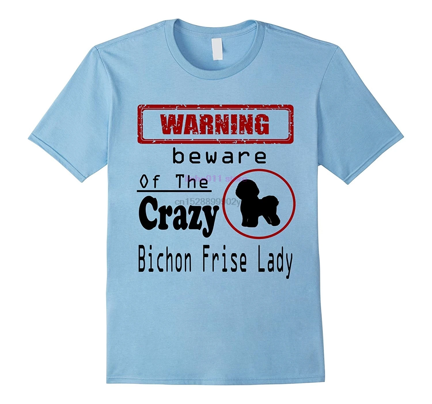 Новая мужская рубашка Остерегайтесь сумасшедшей Bichon Frise lady|Мужские футболки| |