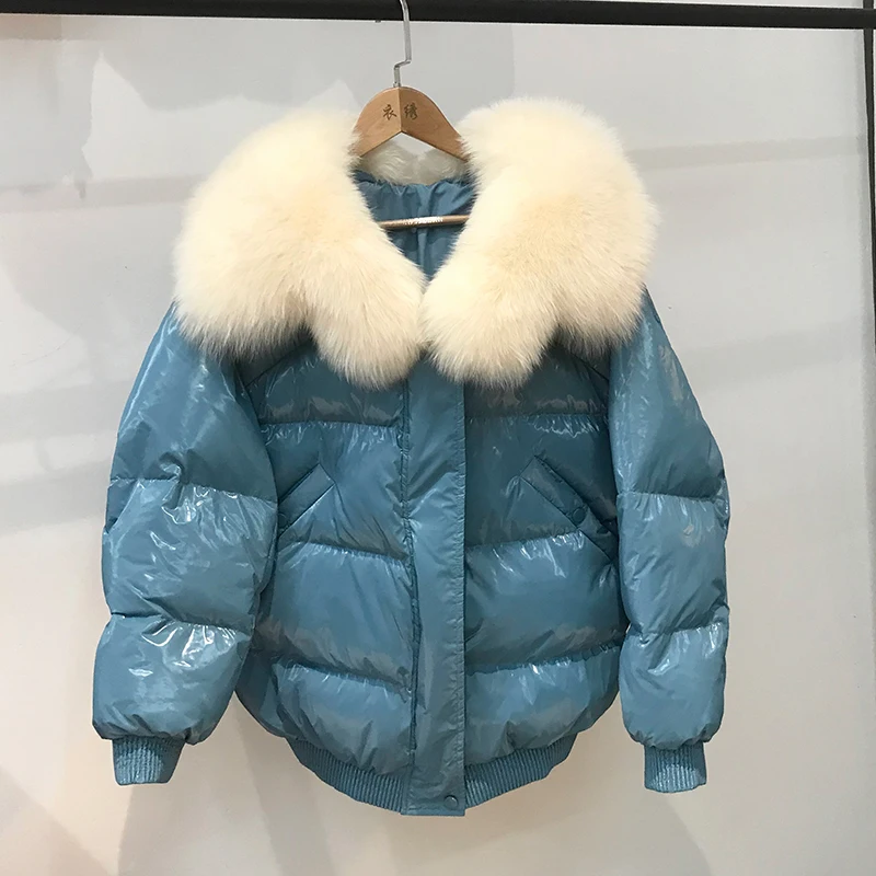 Большой воротник из натурального Лисьего меха 2019 зимнее пальто для женщин 90%