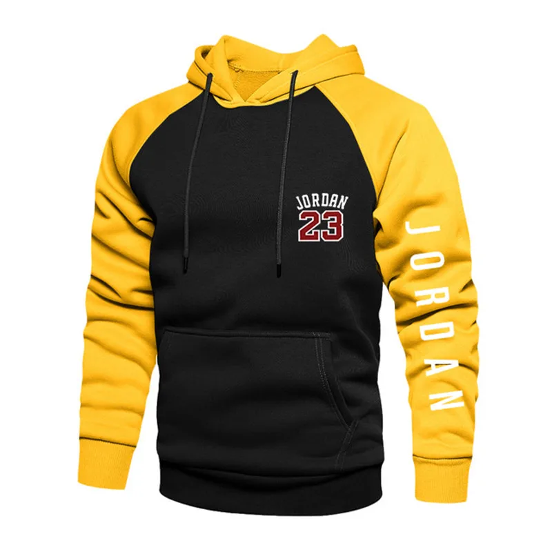 

2021 Spring Men's Sports Loose Hoodie Casual Long Sleeve Pullover Pullover Men's Tops Raglan Sleeve Colorblock Clothing